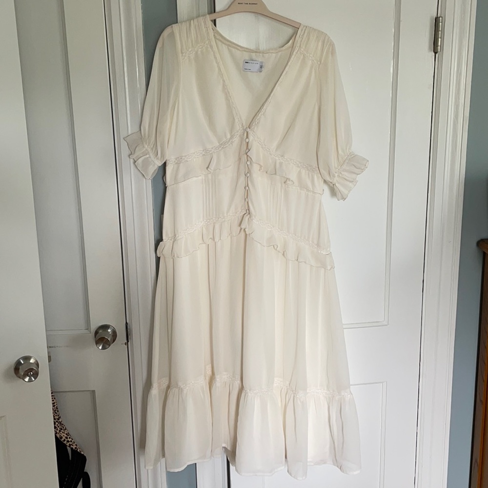ASOS button through lace insert midi dress